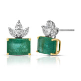Emerald and Marquise Diamond Earring Stud Earrings Roseark Deux Pair
