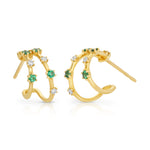 Stone Diamond Half-Huggie Hoop Huggie Earrings Roseark Deux