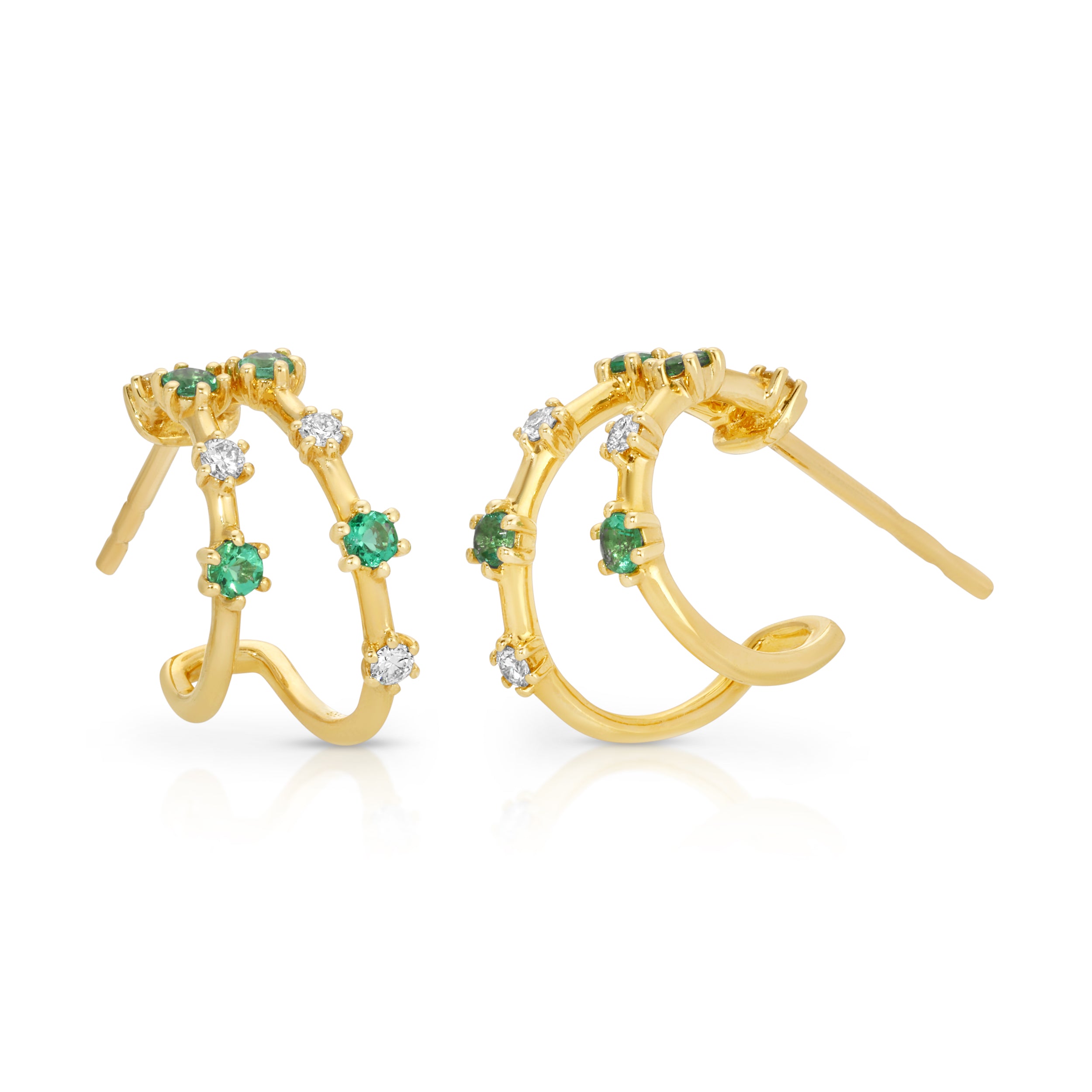 Stone Diamond Half-Huggie Hoop Huggie Earrings Roseark Deux