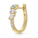 Tri-Teardrop Round Diamond Huggie Huggie Earrings Roseark Deux Single