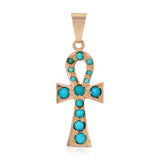 Vintage Turquoise Ankh Pendant Charm Roseark Vintage