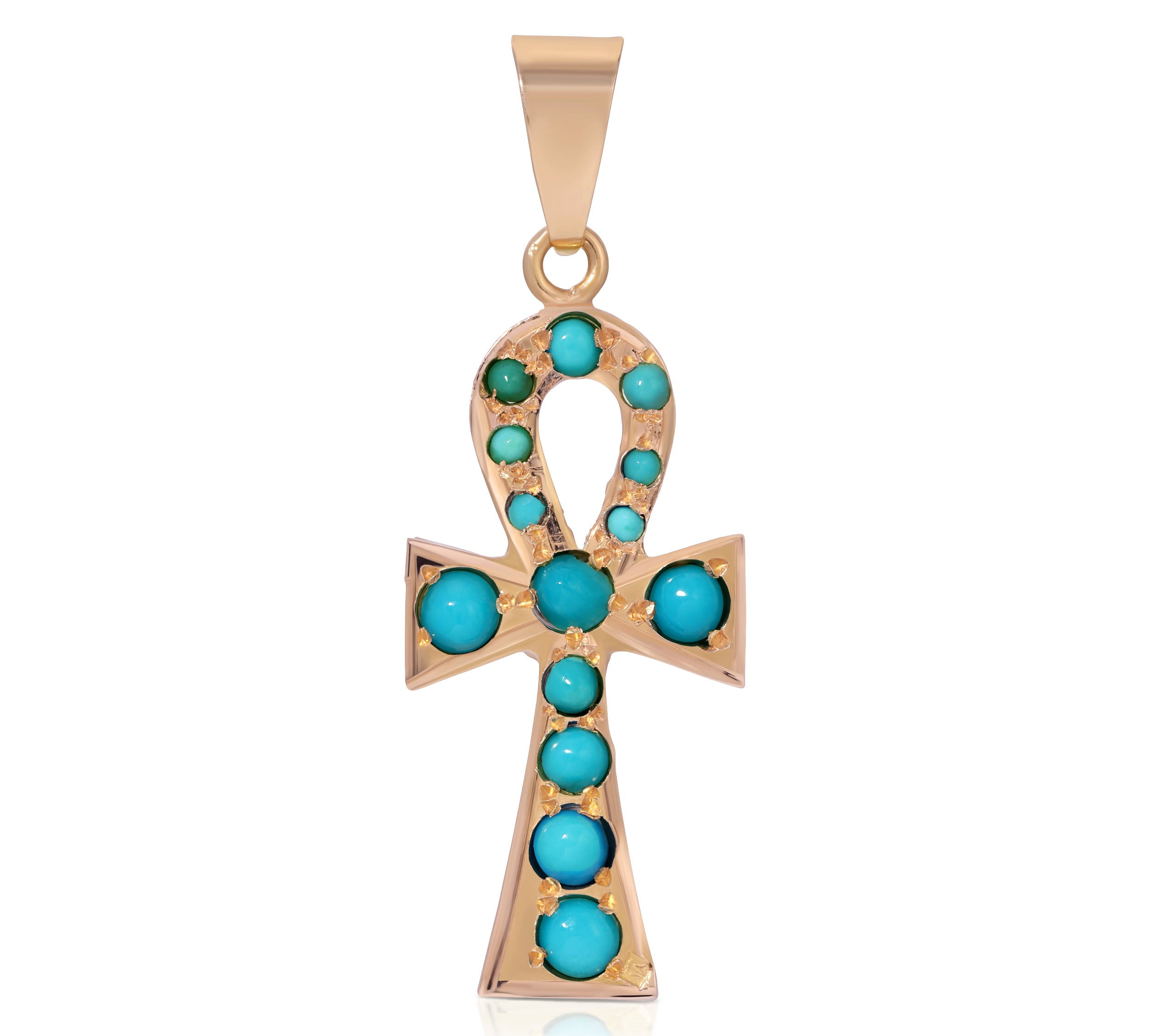 Vintage Turquoise Ankh Pendant Charm Roseark Vintage