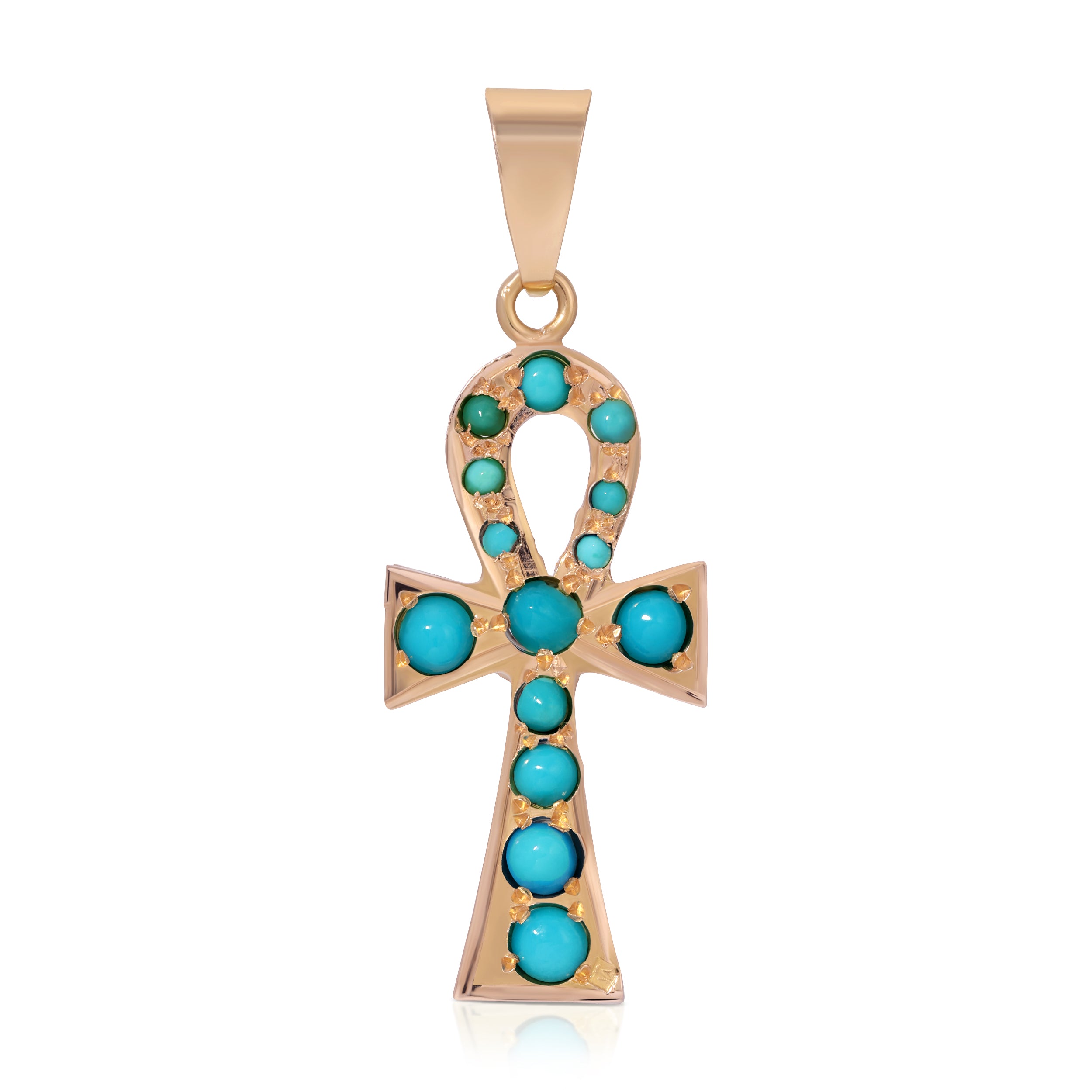 Vintage Turquoise Ankh Pendant Charm Roseark Vintage