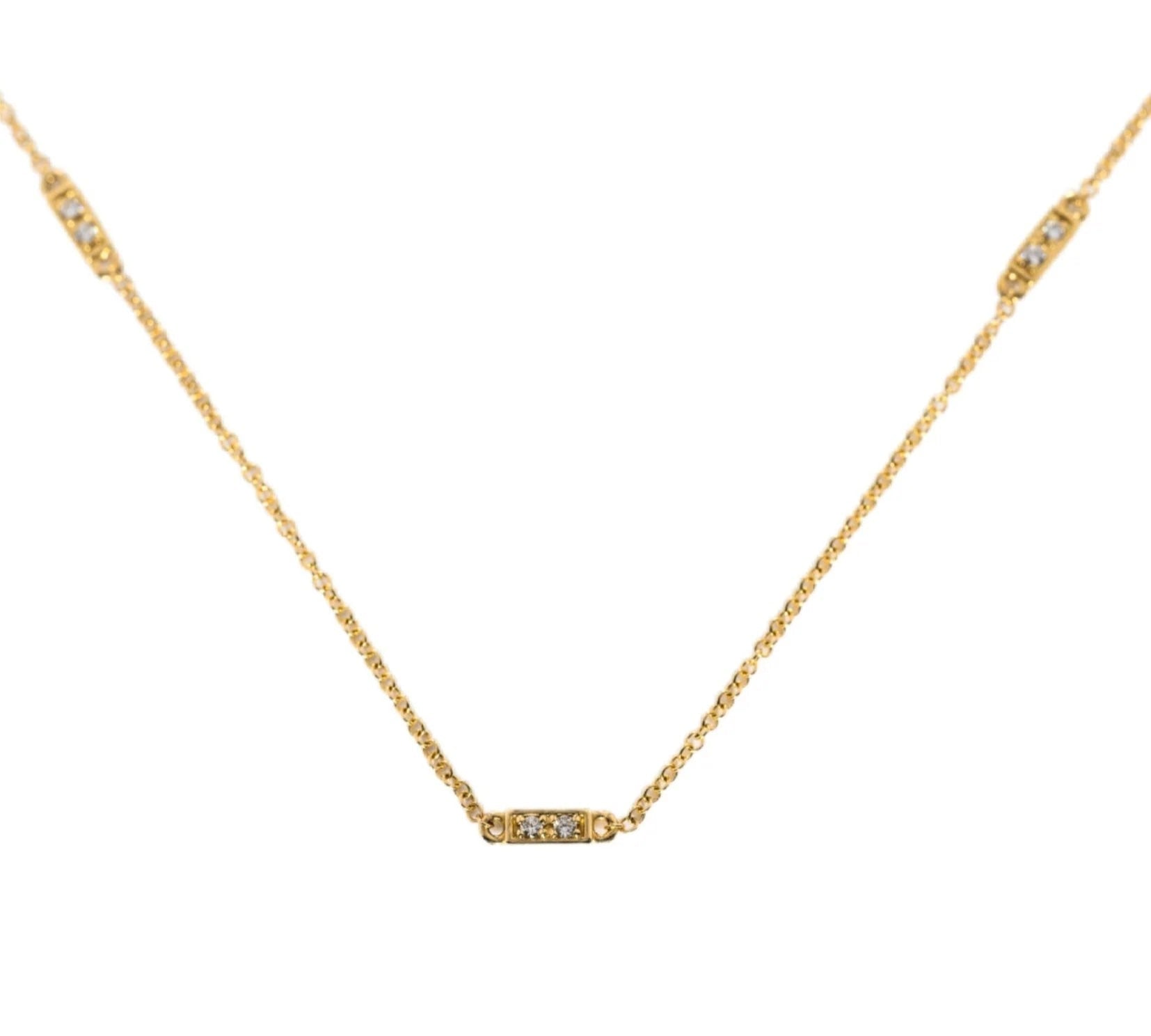 Delicate Diamond Station Necklace Choker Necklace The Finest Stack