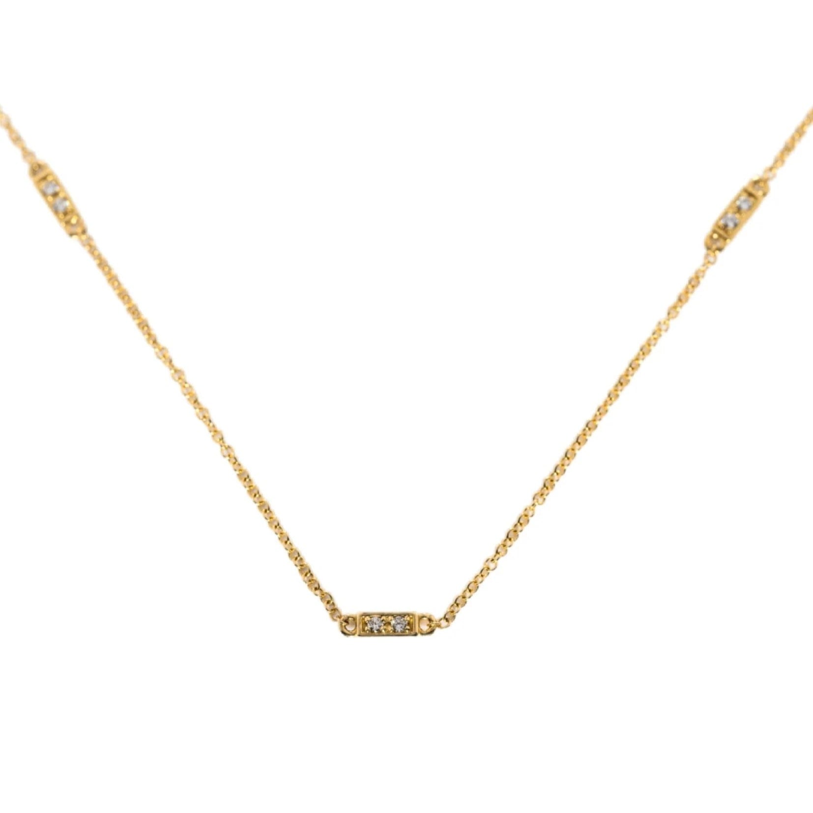Delicate Diamond Station Necklace Choker Necklace The Finest Stack