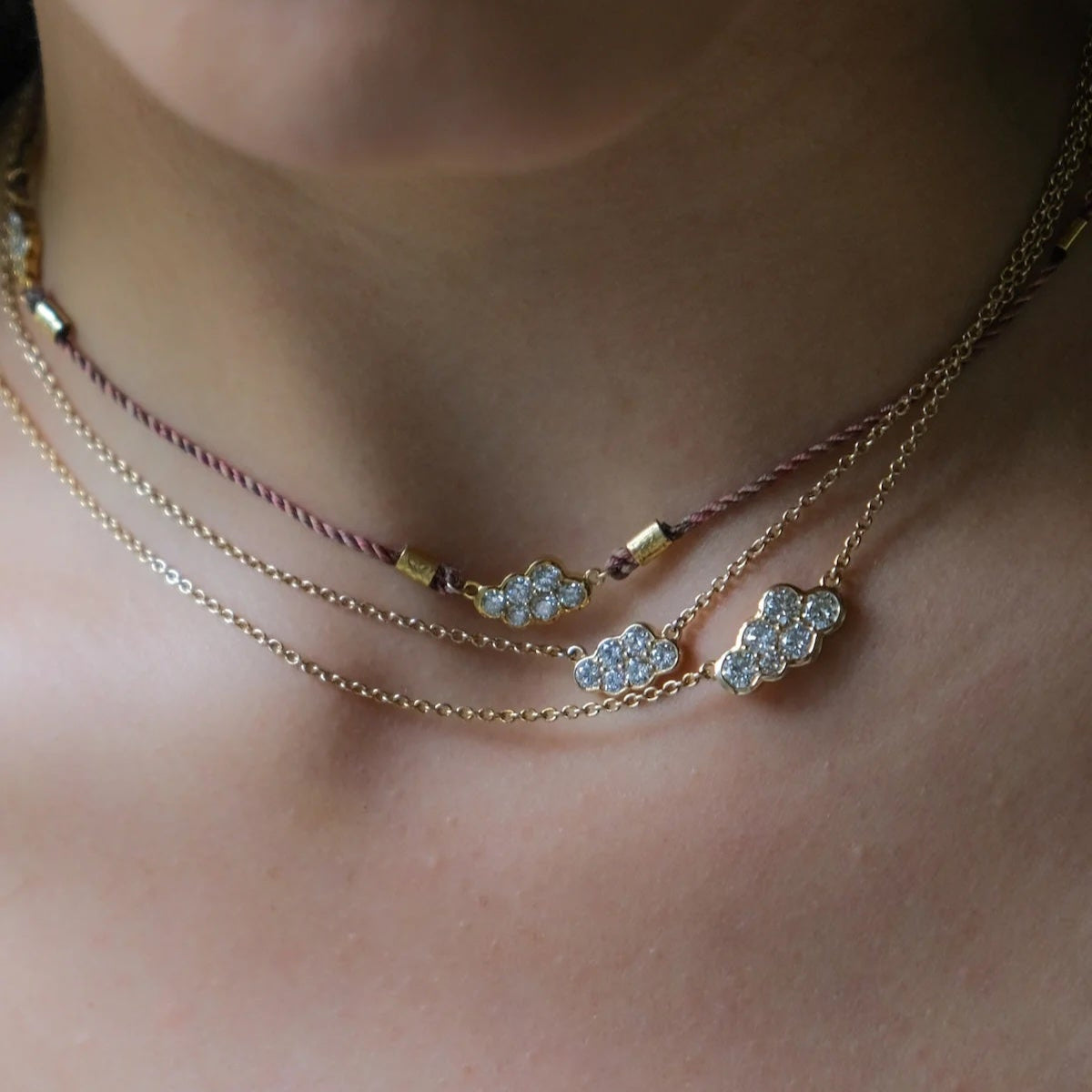 Small Diamond Cloud Necklace Charm Necklace The Finest Stack