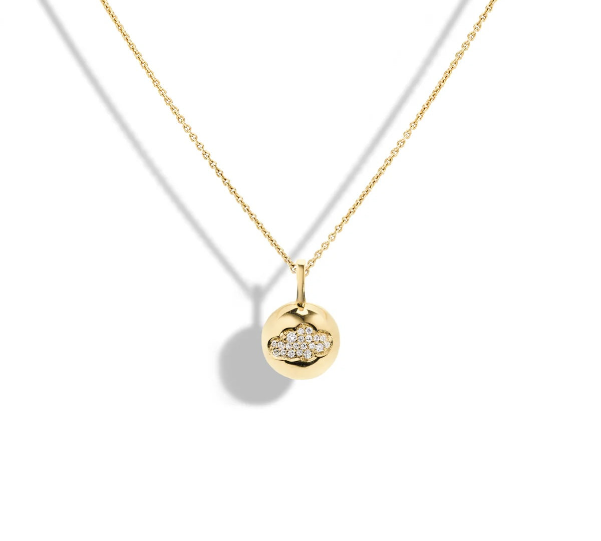Pave Inlaid Cloud Diamond Sphere Necklace Charm Necklace The Finest Stack