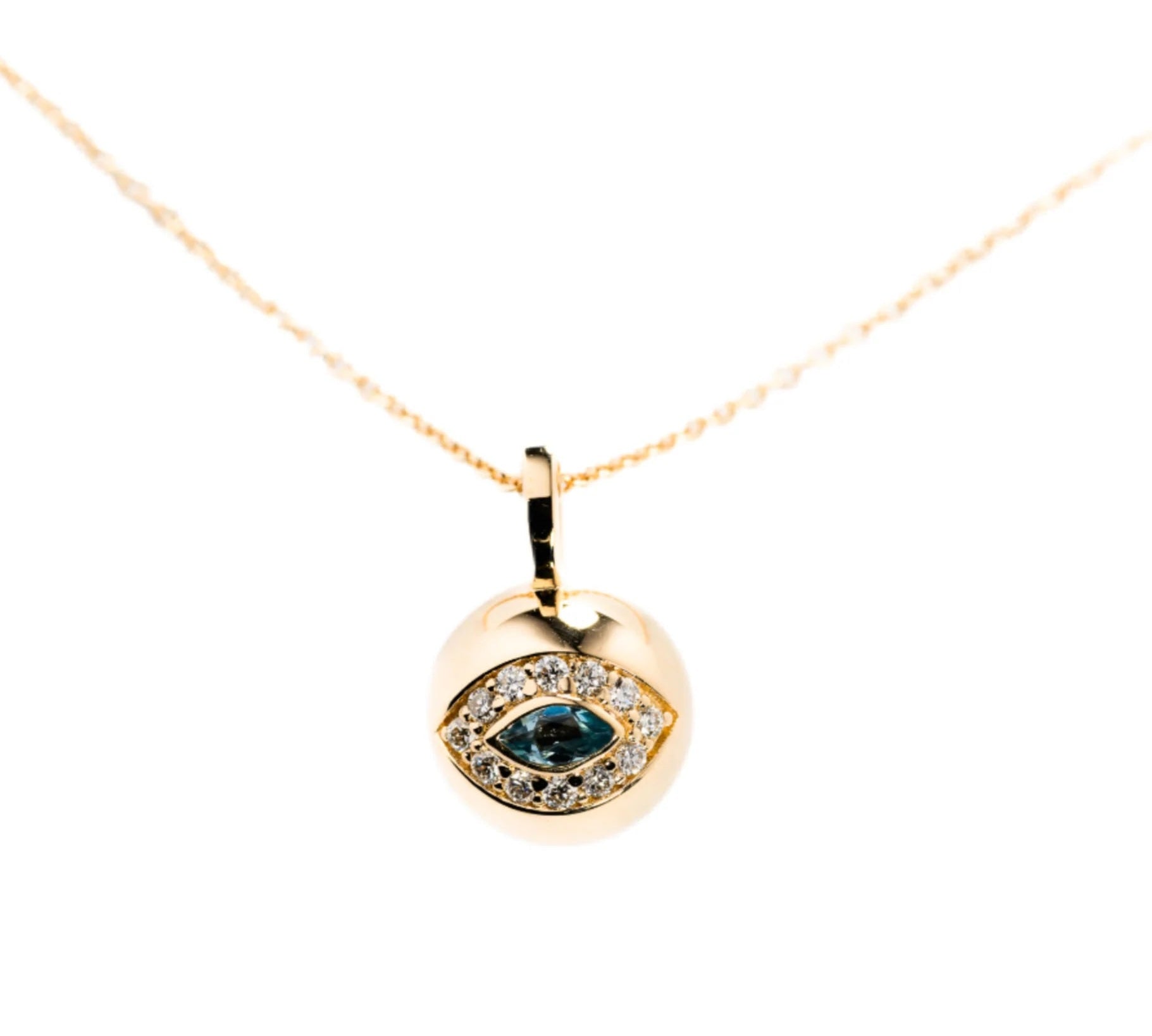 Marquise Sphere with Sapphire Eye Necklace Charm Necklace The Finest Stack