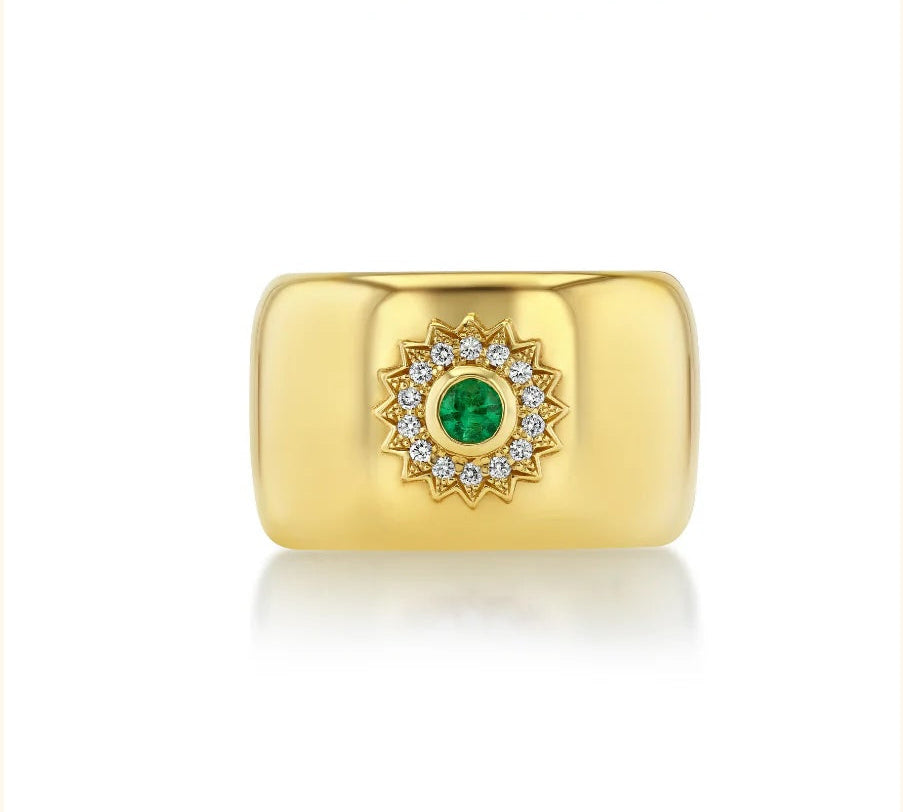 Twilight Star Cigar Band Cocktail Ring Malibu Soul Fine Jewelry Emerald/Diamond