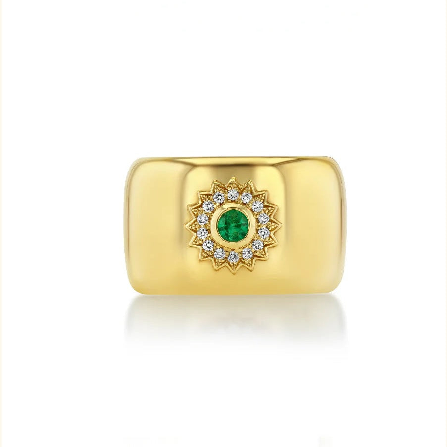 Twilight Star Cigar Band Cocktail Ring Malibu Soul Fine Jewelry Emerald/Diamond