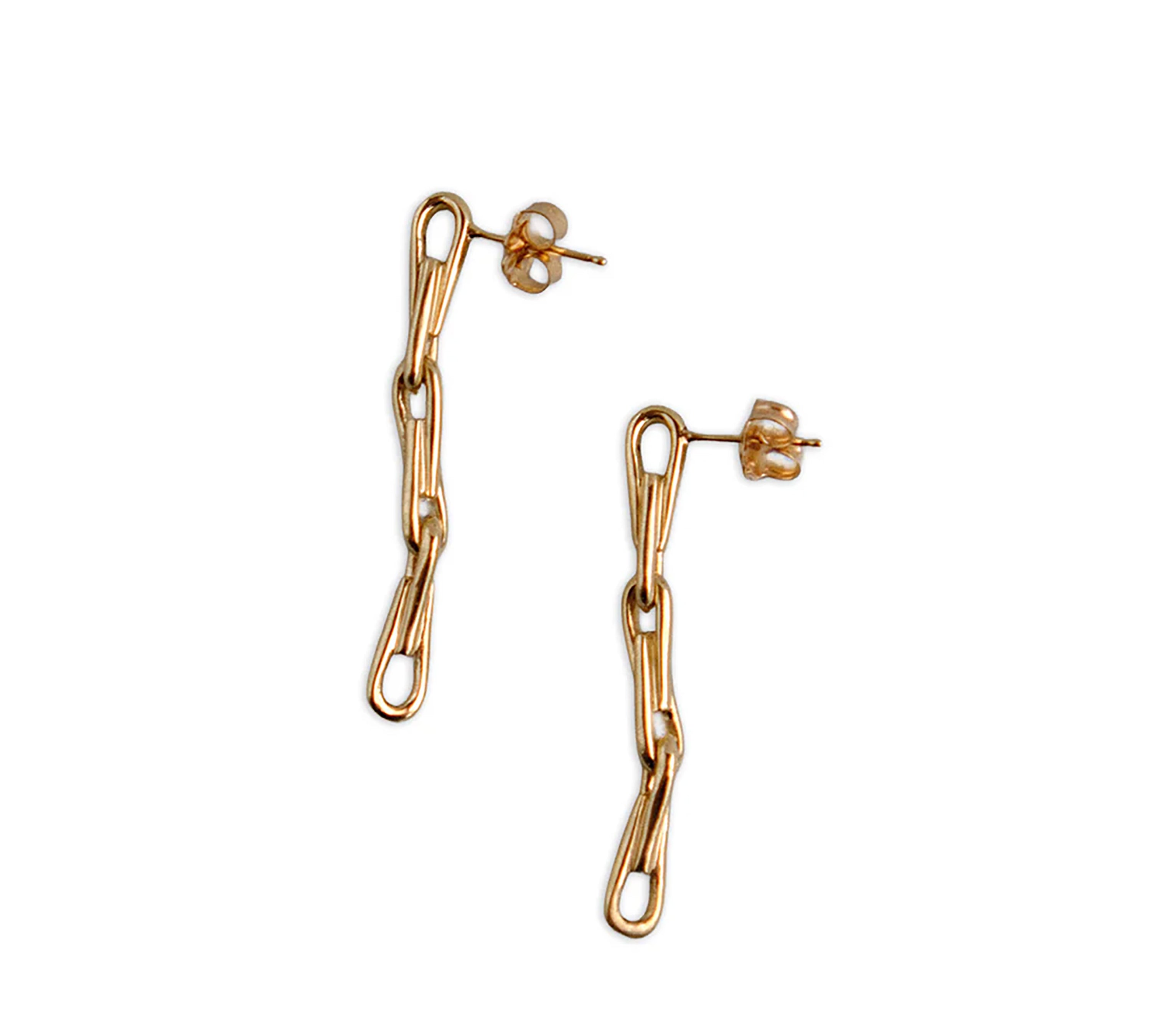 Three Link Barleycorn Chain Earrings Drop Earrings Mari Beltran