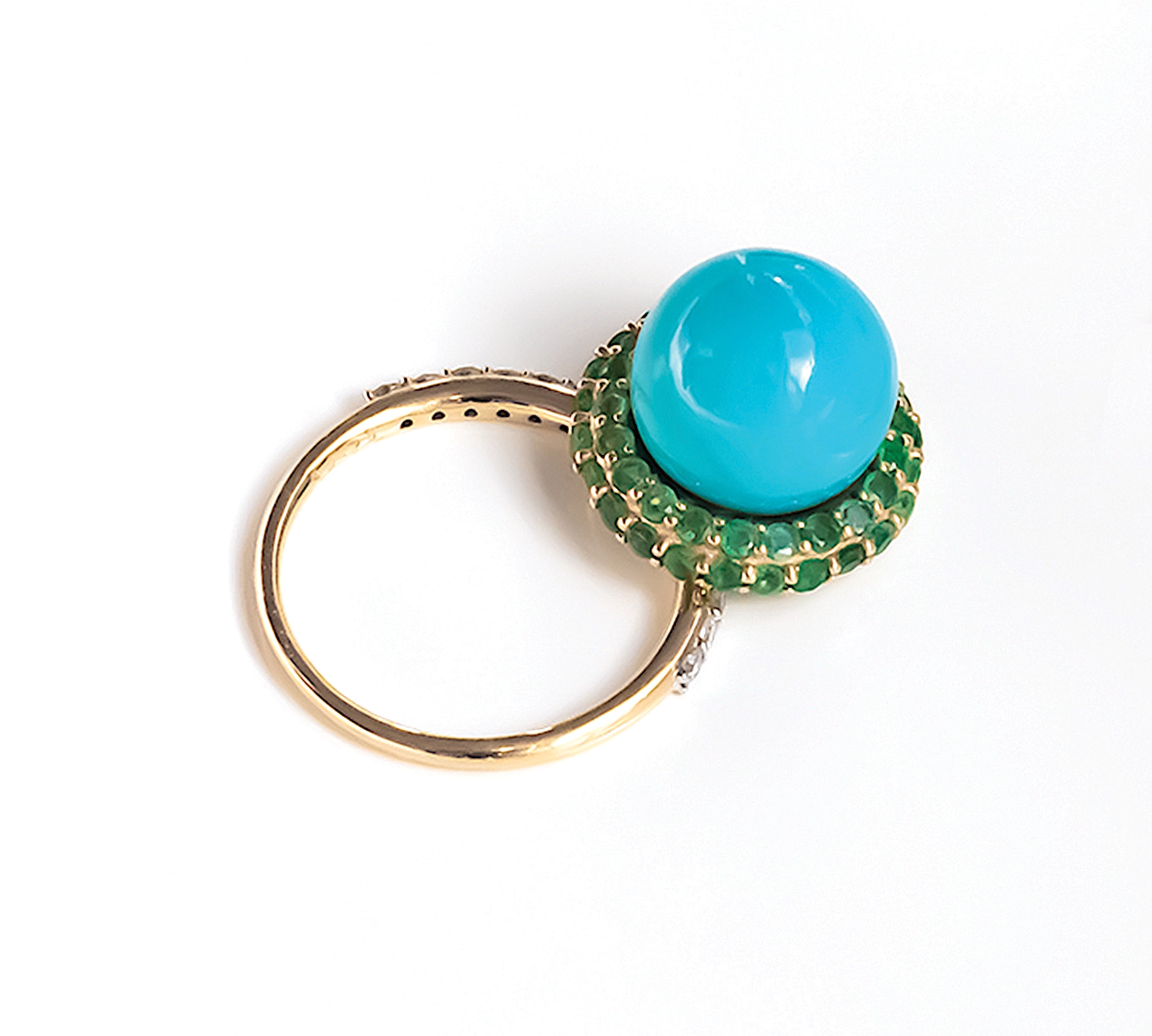 Sleeping Beauty Turquoise Diamond Classic Twist Ring Ring Carolyn Rodney Turquoise Emerald Diamond
