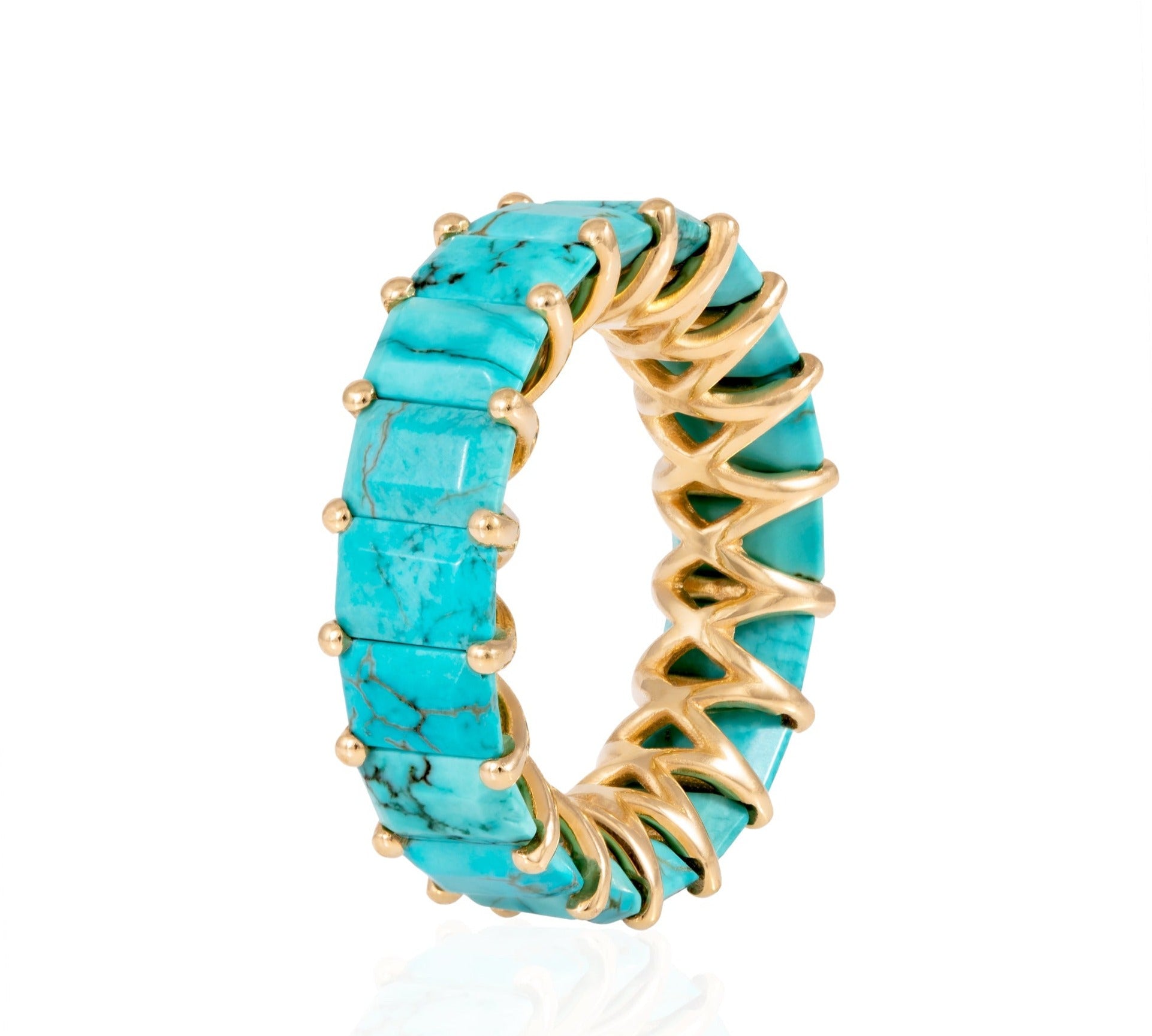 United Squares Band, Turquoise Band Ring Latelier Nawbar