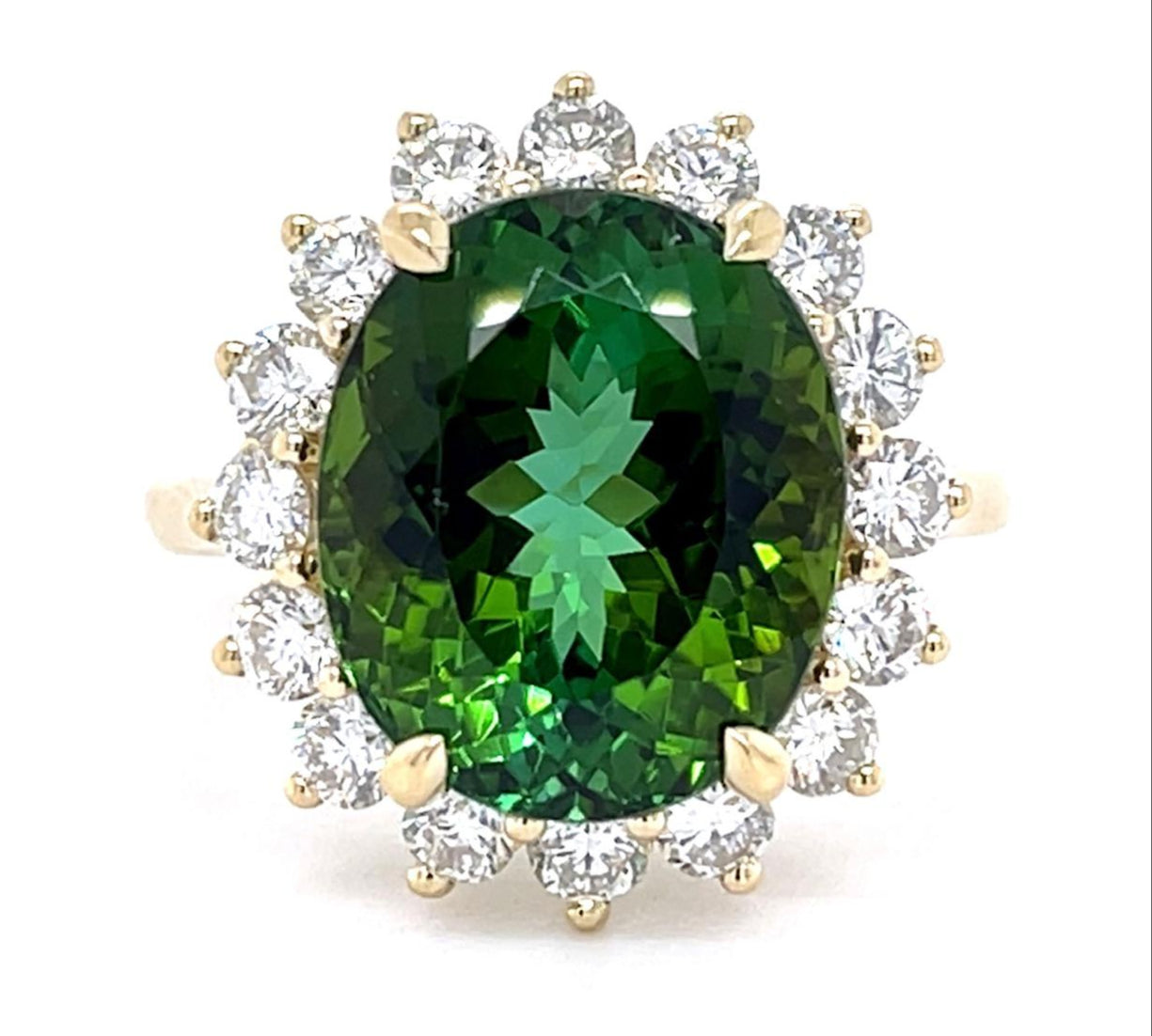 Vintage Oval Tourmaline Diamond Ring Statement Ring Roseark Vintage