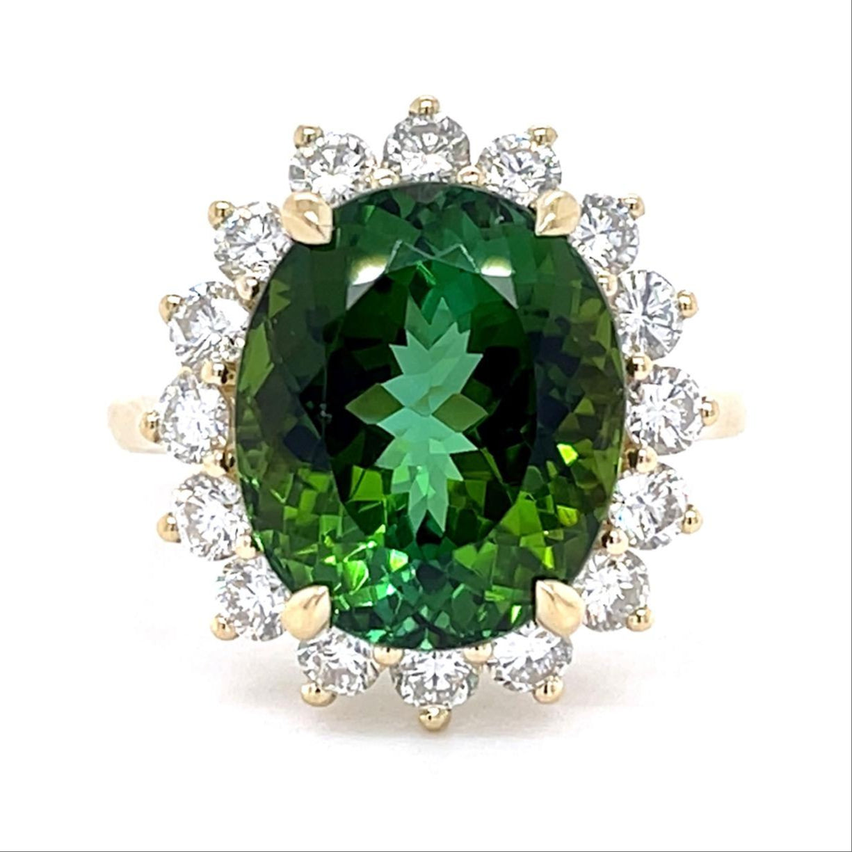 Vintage Oval Tourmaline Diamond Ring Statement Ring Roseark Vintage