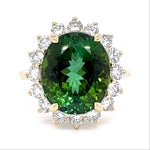 Vintage Oval Tourmaline Diamond Ring Statement Ring Roseark Vintage