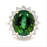 Vintage Oval Tourmaline Diamond Ring Statement Ring Roseark Vintage