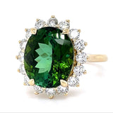 Vintage Oval Tourmaline Diamond Ring Statement Ring Roseark Vintage