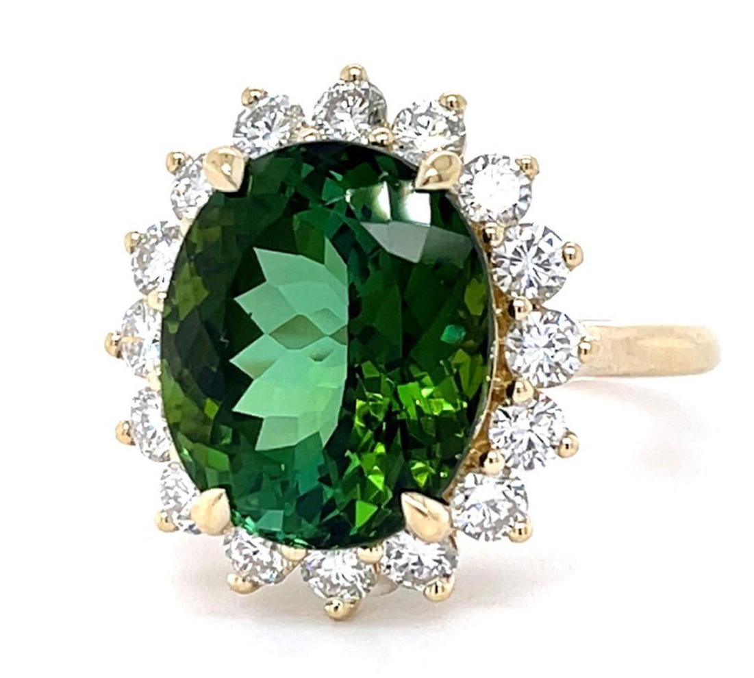 Vintage Oval Tourmaline Diamond Ring Statement Ring Roseark Vintage