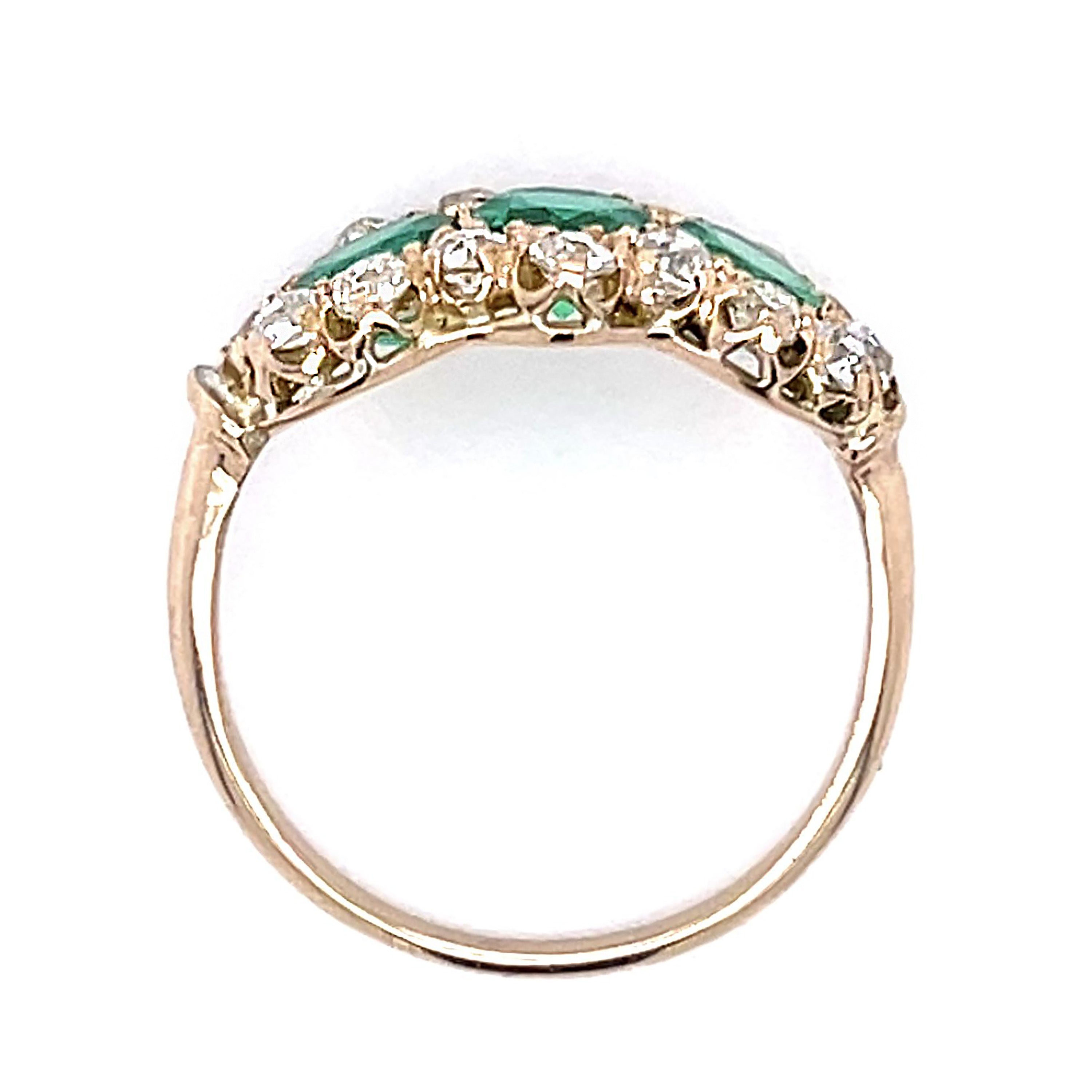 Emerald Diamond Handmade Ring Statement Ring Roseark Vintage