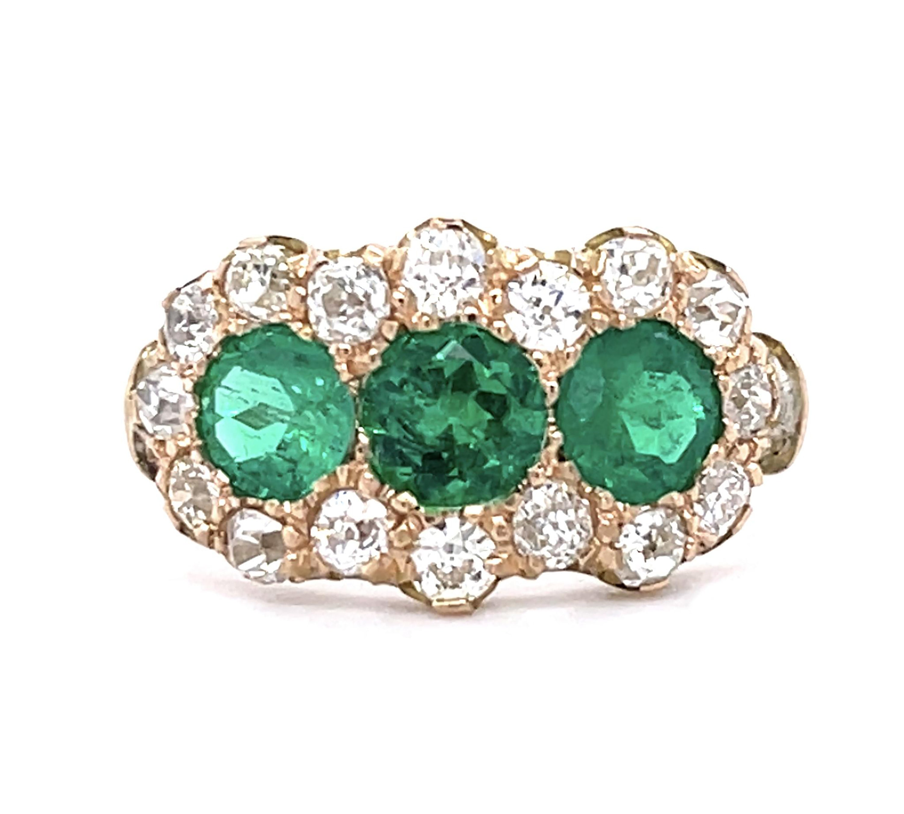 Emerald Diamond Handmade Ring Statement Ring Roseark Vintage