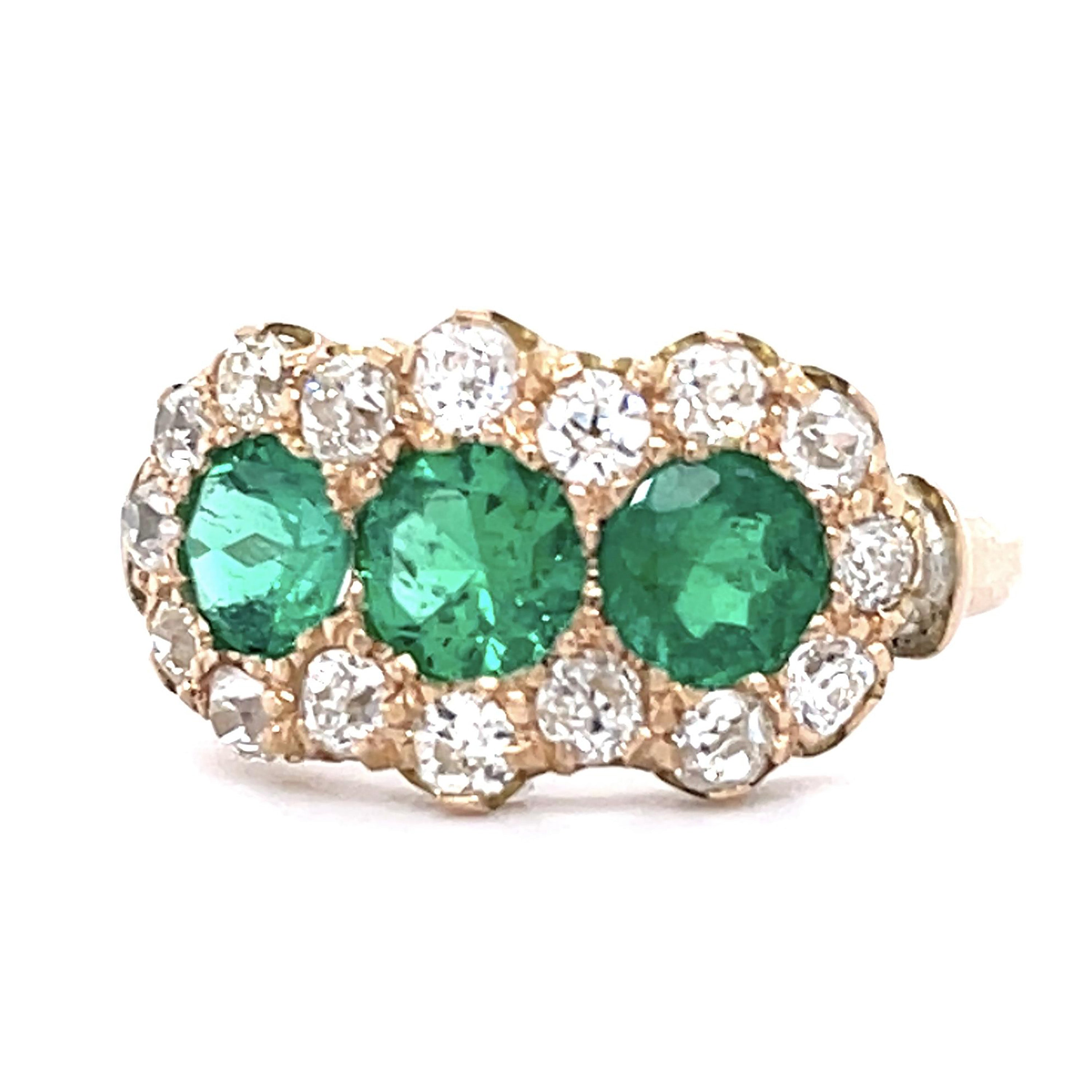 Emerald Diamond Handmade Ring Statement Ring Roseark Vintage