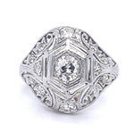 Antique 1920s Diamond Platinum Ring Statement Ring Roseark Vintage