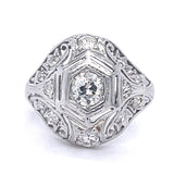 Antique 1920s Diamond Platinum Ring Statement Ring Roseark Vintage