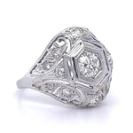 Antique 1920s Diamond Platinum Ring Statement Ring Roseark Vintage