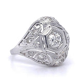 Antique 1920s Diamond Platinum Ring Statement Ring Roseark Vintage