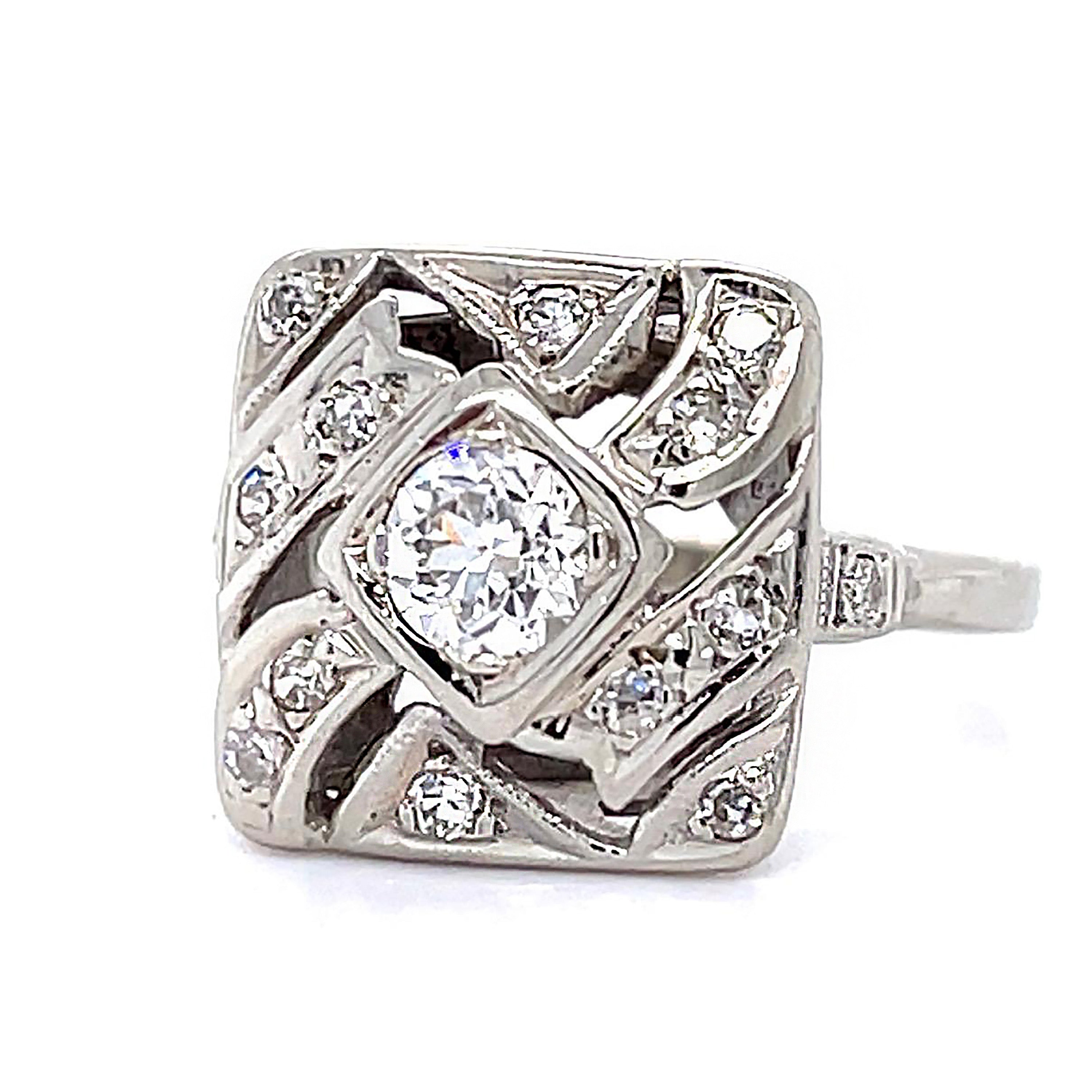 Vintage 1930s European Diamond Ring Cocktail Ring Roseark Vintage