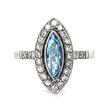 Aquamarine Diamond Handmade Ring Statement Ring Roseark Vintage