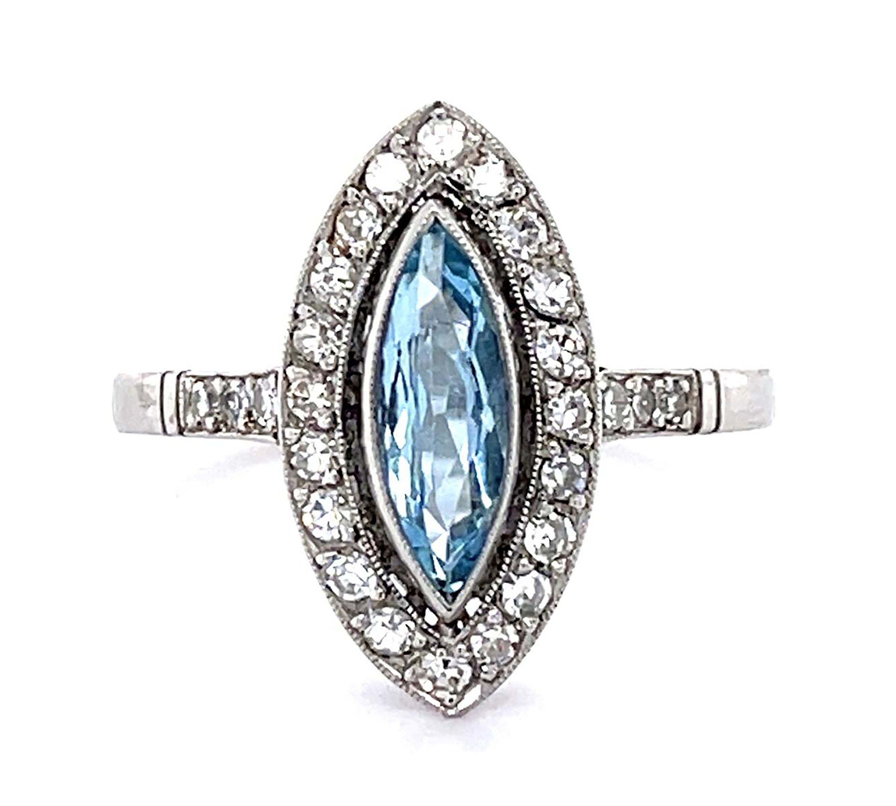 Aquamarine Diamond Handmade Ring Statement Ring Roseark Vintage