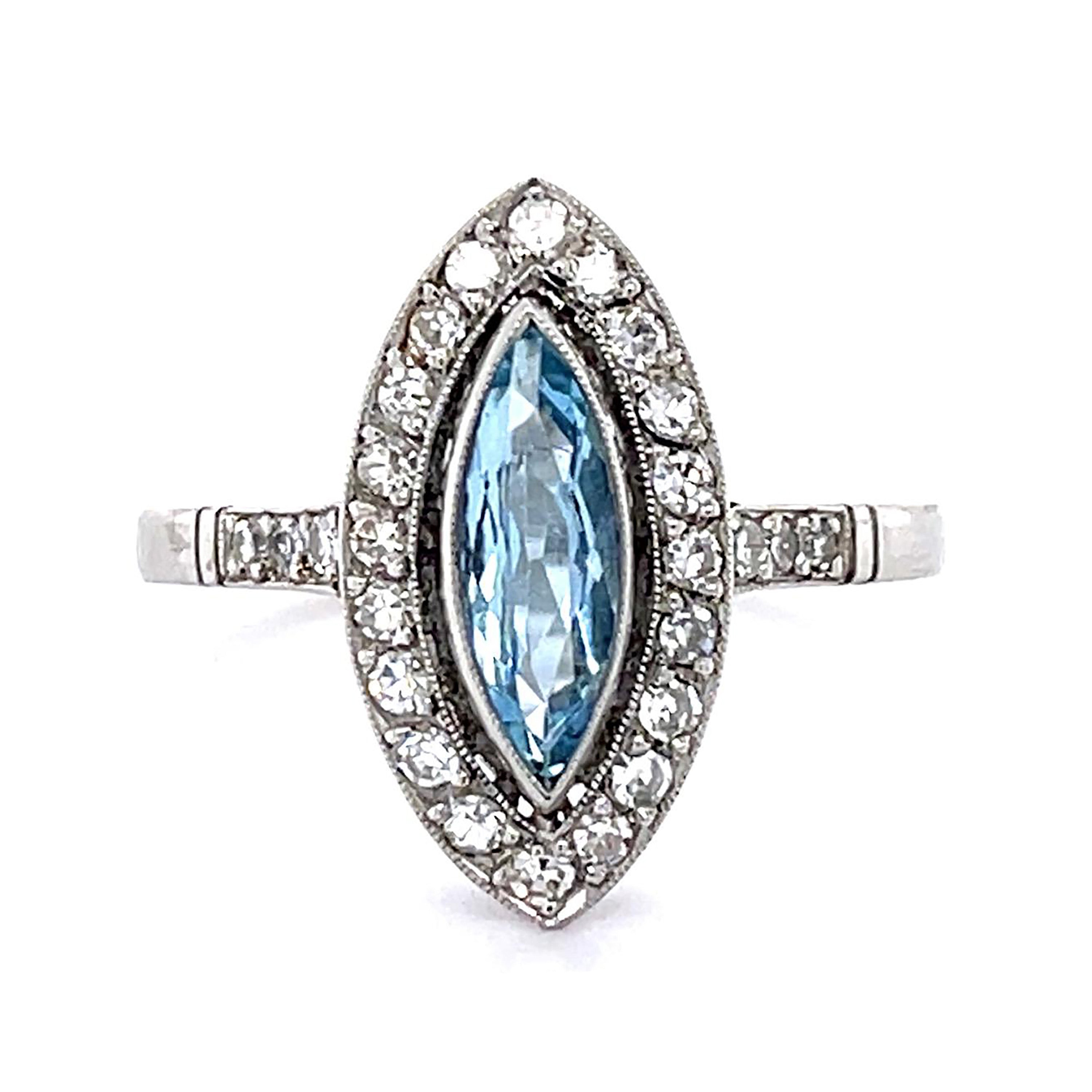 Aquamarine Diamond Handmade Ring Statement Ring Roseark Vintage