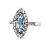 Aquamarine Diamond Handmade Ring Statement Ring Roseark Vintage