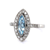 Aquamarine Diamond Handmade Ring Statement Ring Roseark Vintage
