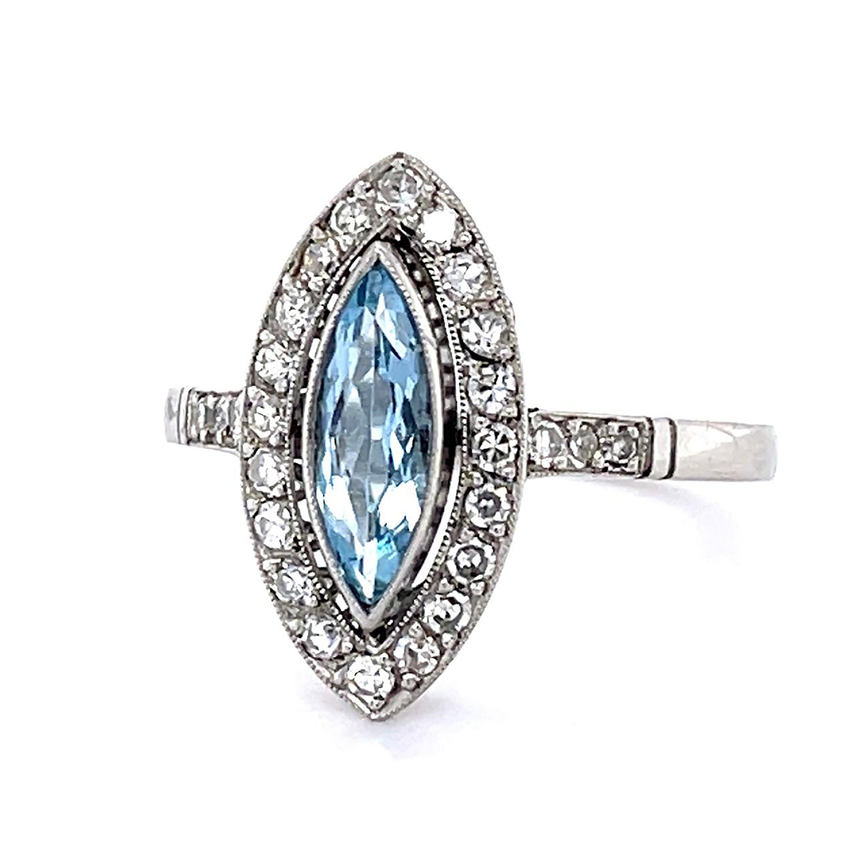 Aquamarine Diamond Handmade Ring Statement Ring Roseark Vintage