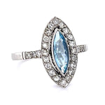Aquamarine Diamond Handmade Ring Statement Ring Roseark Vintage