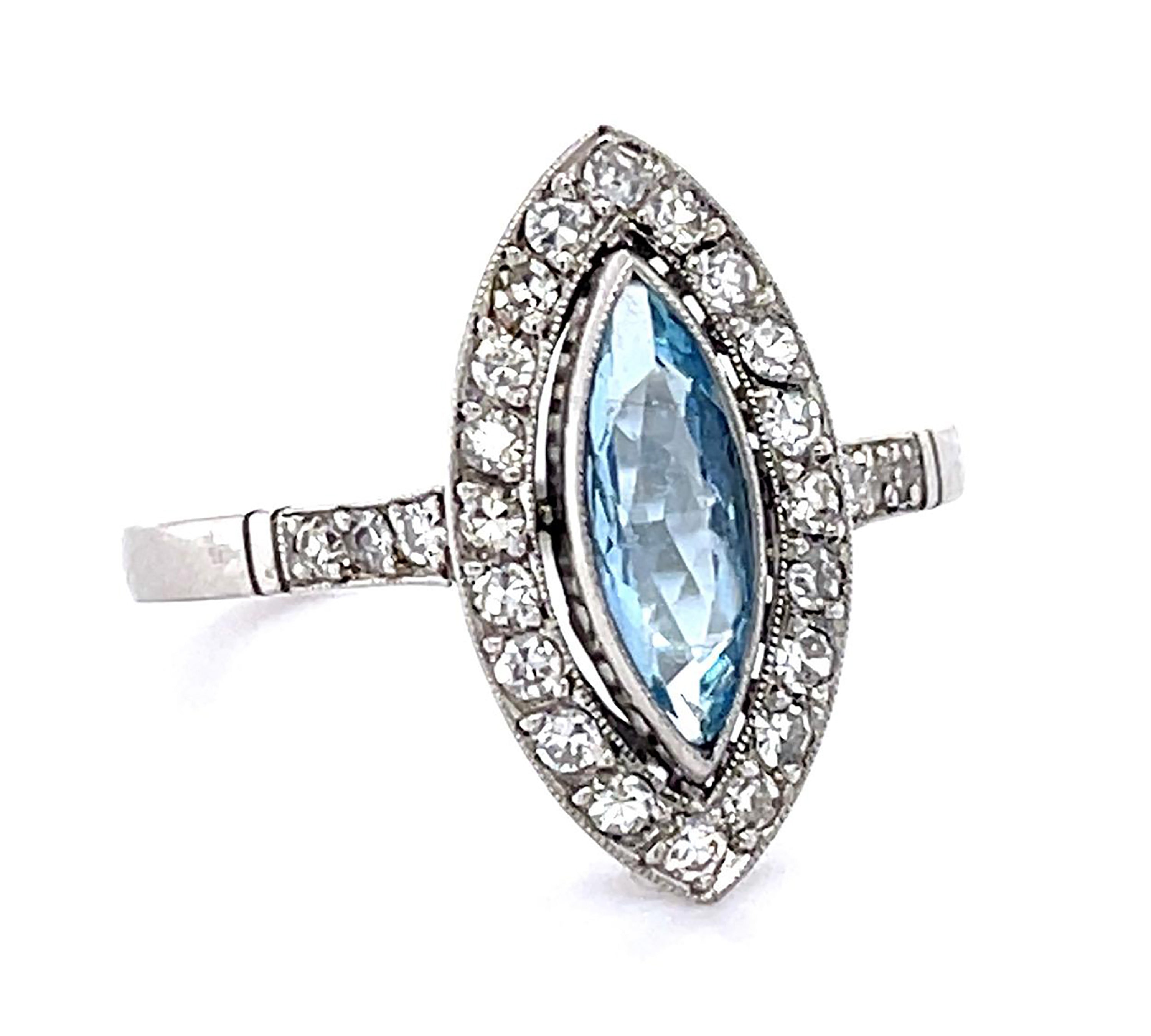 Aquamarine Diamond Handmade Ring Statement Ring Roseark Vintage
