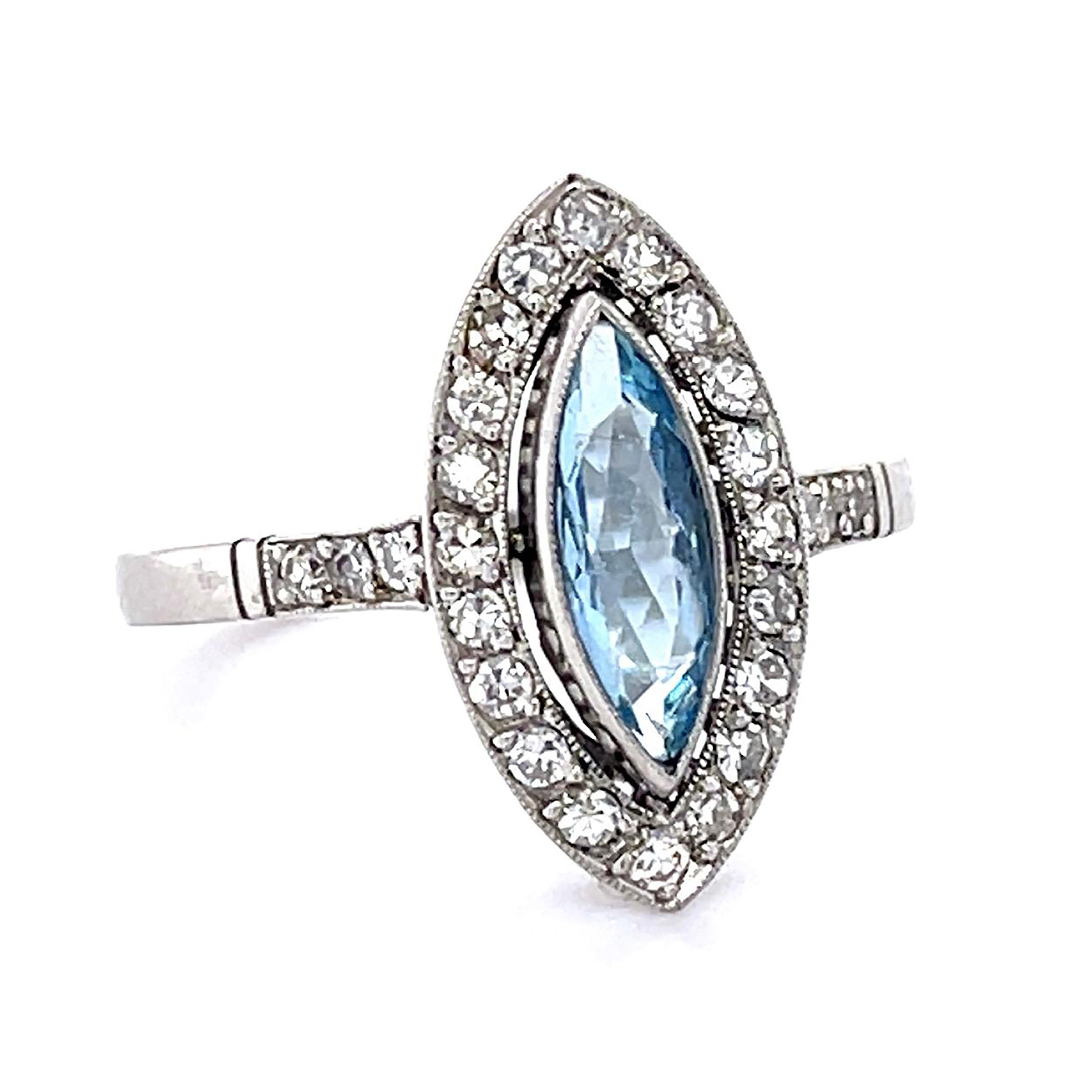 Aquamarine Diamond Handmade Ring Statement Ring Roseark Vintage