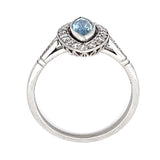 Aquamarine Diamond Handmade Ring Statement Ring Roseark Vintage