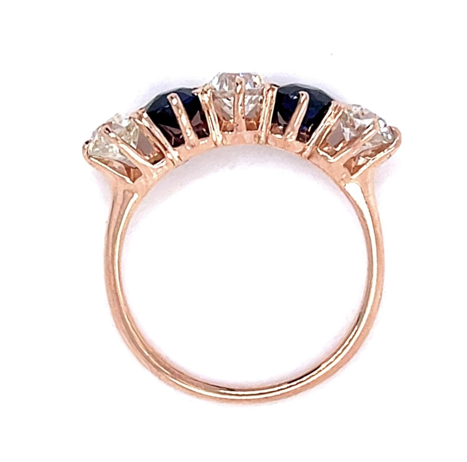 Victorian Diamond Sapphire Five-Stone Ring Ring Roseark Vintage