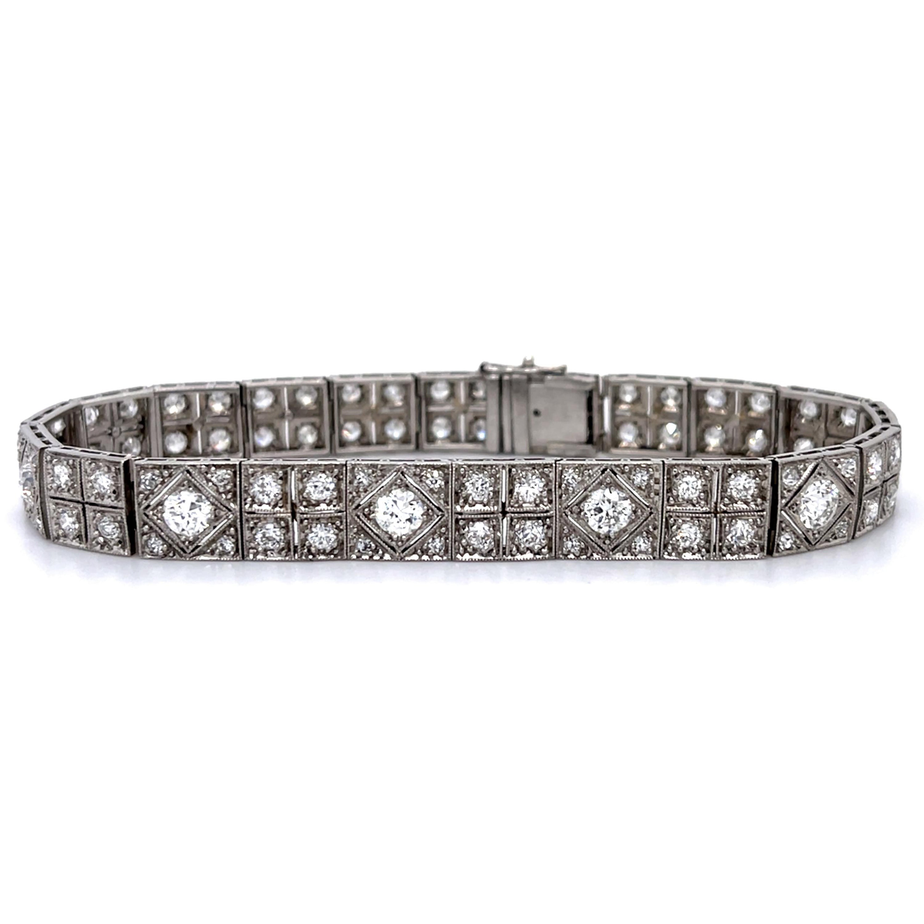 Art Deco Old European Diamond PT Bracelet Bracelet Roseark Vintage