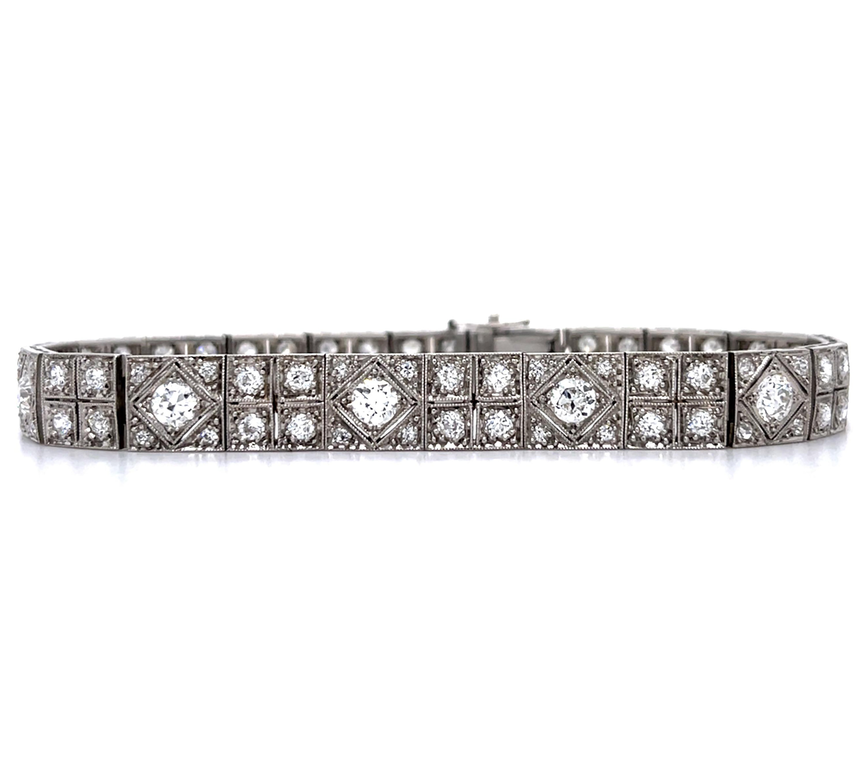 Art Deco Old European Diamond PT Bracelet Bracelet Roseark Vintage