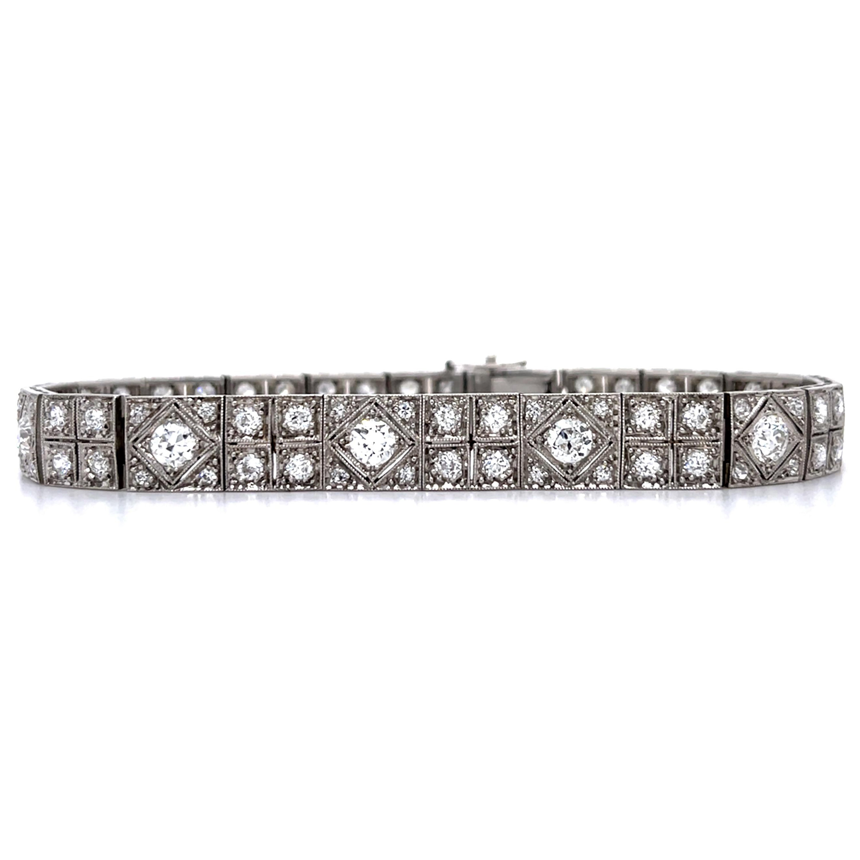 Art Deco Old European Diamond PT Bracelet Bracelet Roseark Vintage
