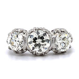 Art Deco European Three-Diamond Ring Statement Ring Roseark Vintage