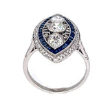 Euro Diamond Sapphire Handmade Ring Statement Ring Roseark Vintage