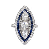 Euro Diamond Sapphire Handmade Ring Statement Ring Roseark Vintage