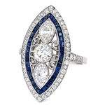 Euro Diamond Sapphire Handmade Ring Statement Ring Roseark Vintage