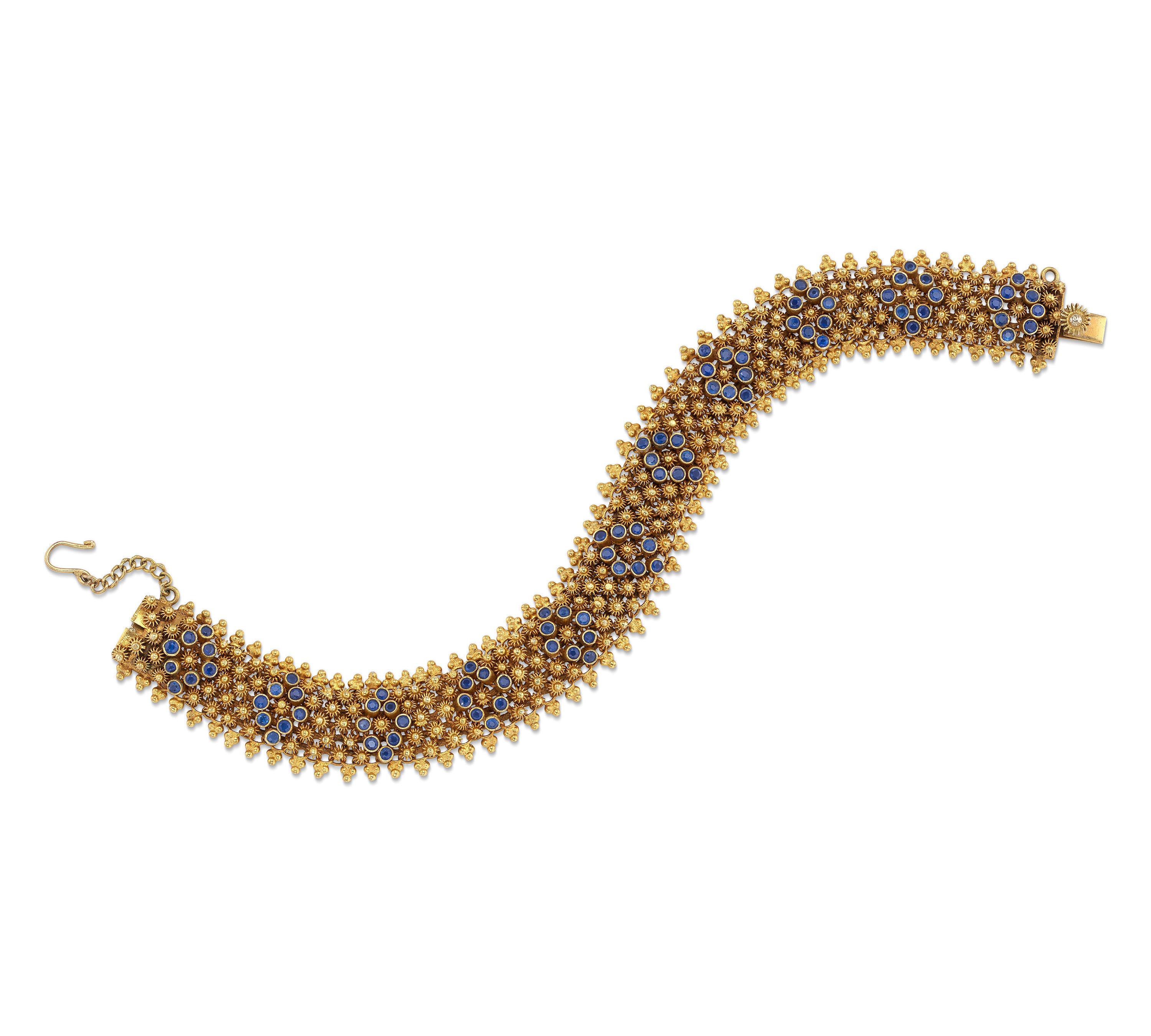 Victorian Gold Sapphire Mesh Bracelet Bracelet Roseark Vintage   